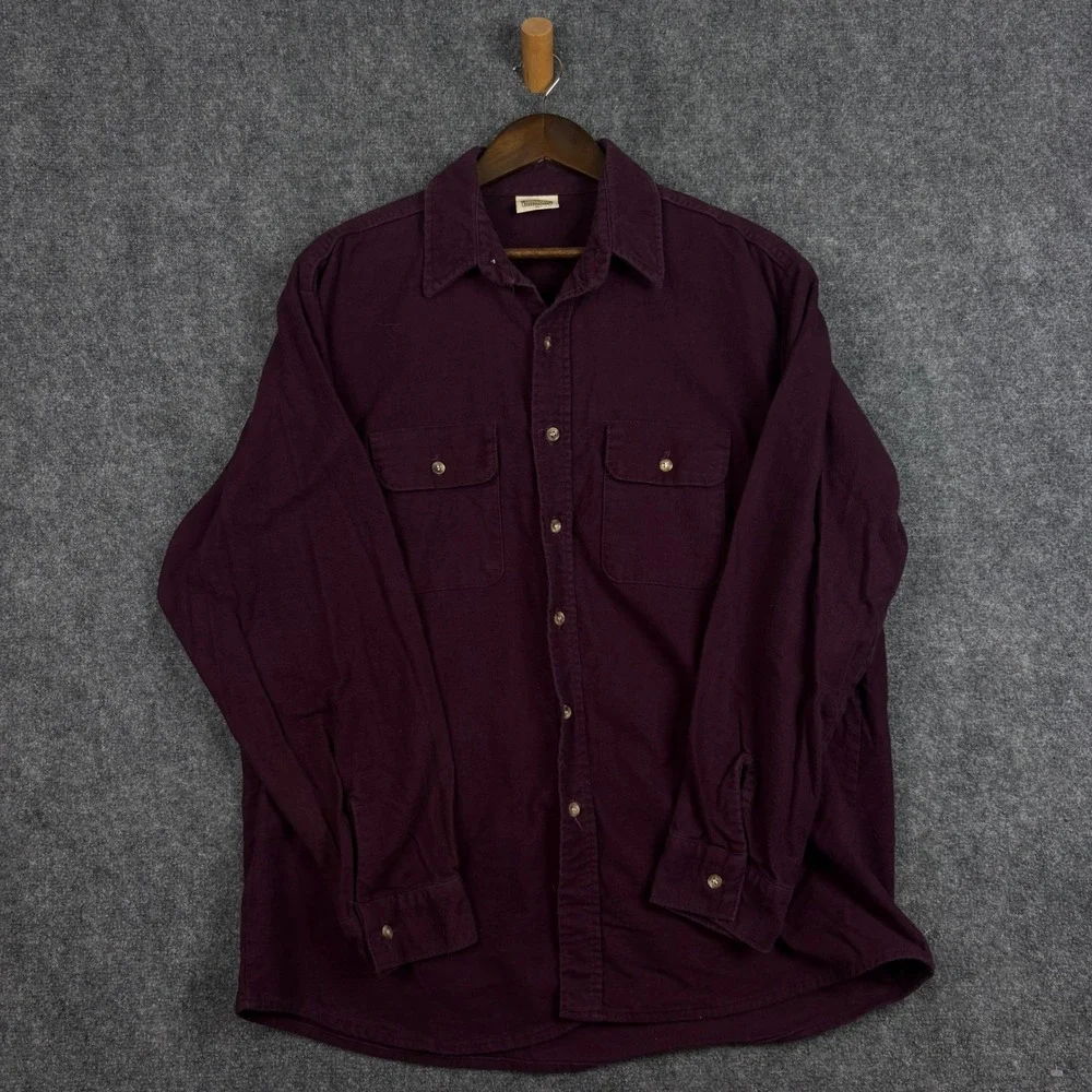 Five Brother Mens XL Flannel Shirt Burgundy Purple Long Sleeve Heavy Workwear